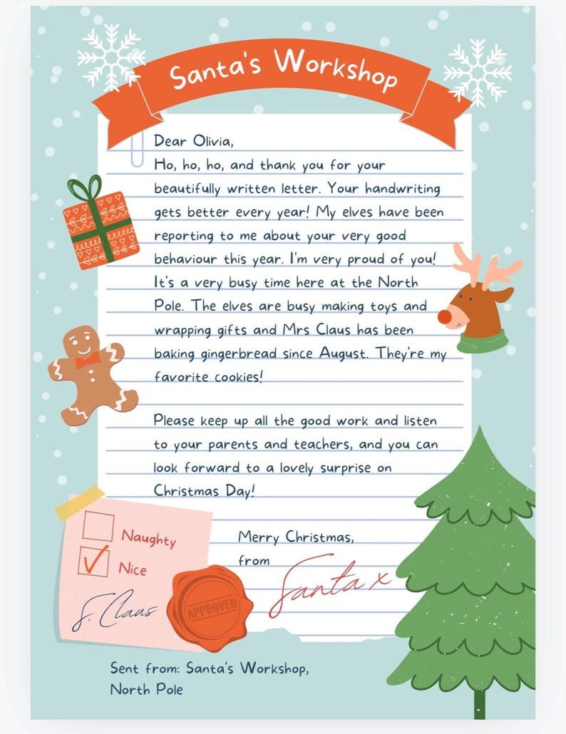 Personalized Letter From Santa Template - Editable Santa Claus Letter ...