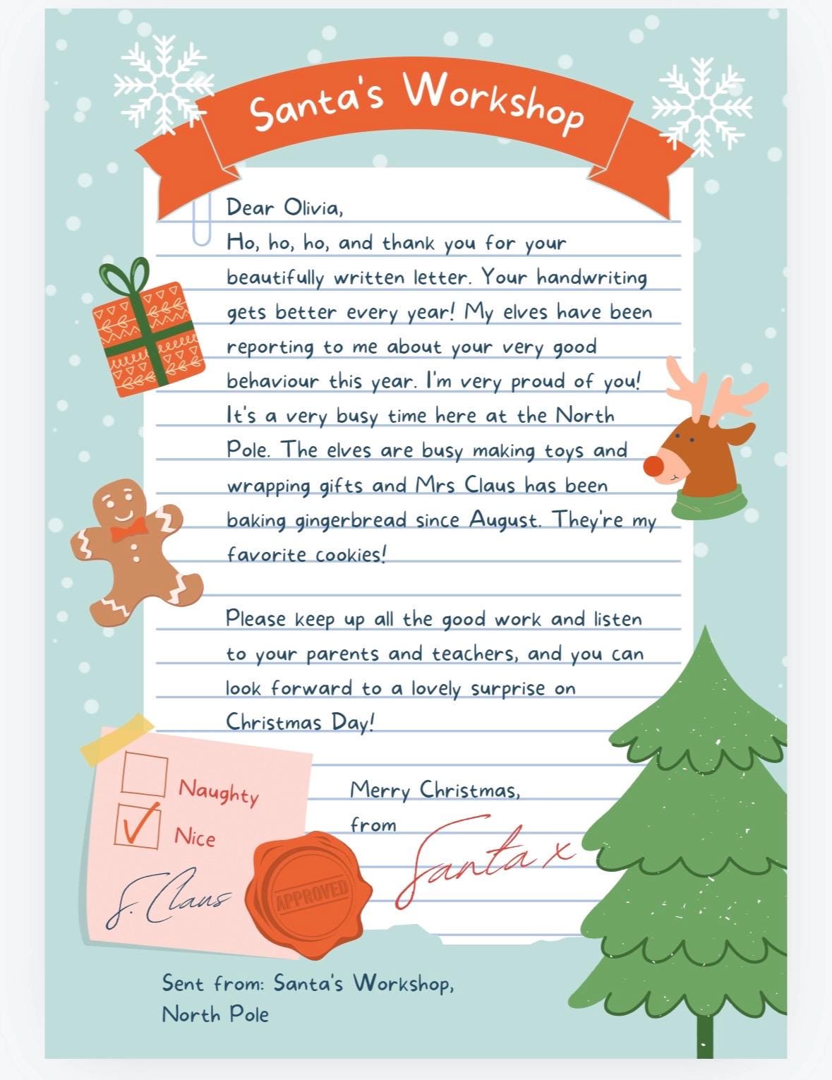 Personalized Letter From Santa Template - Editable Santa Claus Letter ...