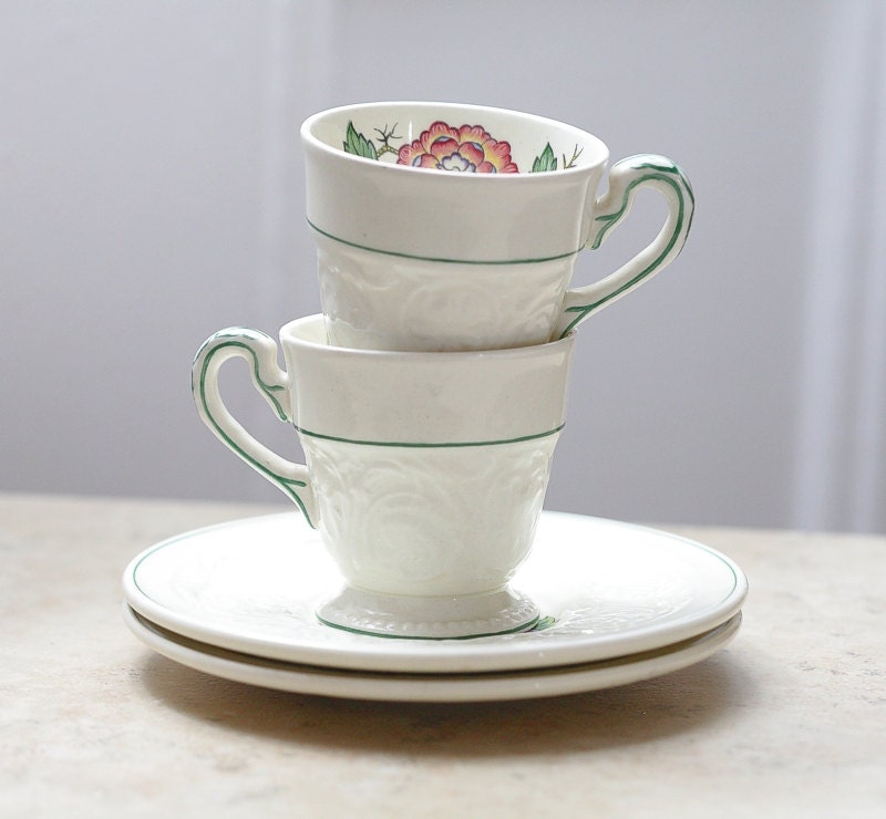 Vintage Set of 2 Wedgwood Cup and Saucer Patrician Tapestry Etsy