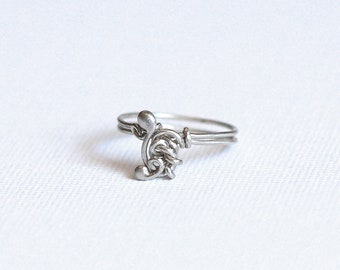 Silver Squiggle Ring, Argentium Sterling Silver, Modern Ring, Pinky Ring, Size 5.25 Ring