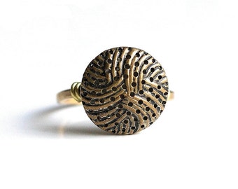 Old Brass Button Statement Ring, Index Finger Ring, Old Button Jewelry, Upcycled Brass Button Size 9 Adjustable Ring