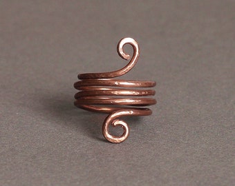 Copper Double Loop Ring, Lightly Textured Ring, Statement Ring, Handmade Ring, Boho Jewelry