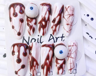 Handmade Bloody Mary Press-On Nails | Gothic Halloween Style