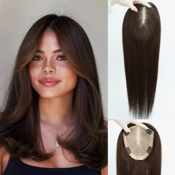 7x7 Human Hair Topper for Thinning Hair, No Bangs, Large Base Amazon.com : Hairro 100% Human Hair Topper No Bangs, Real  main image 4