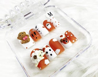 Uñas postizas de oso y oveja / Arte de uñas de animales hecho a mano