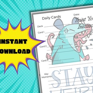 Planejador de Tarô Stay Weird PDF | Design de Possum Brincalhão Diário/Semanal de Sorteio de Cartas | Diário de Adivinhação A5 para Imprimir