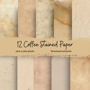 Paquete de papel digital con manchas de café para álbumes de recortes: papel con fondo desgastado para uso comercial