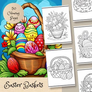 Easter Coloring quiet book - Easter basket pages - relaxing holiday activity