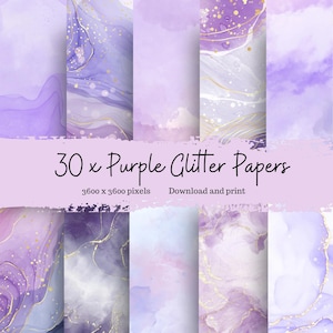 Carta da parati con sfondo acquerello glitterato viola - Layout di album digitale 12x12 Pagine