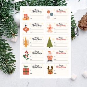 Editable Christmas Gift labels, Digital download, Christmas label Stickers