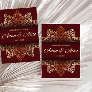 Zweiseitige Hochzeitseinladungskarte | Elegantes doppelseitiges Design | Personalisierbar Hochzeit Briefpapier | Save the Date Ansage
