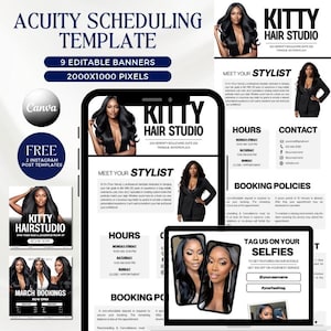 Acuity-planningssjabloon Kapper Acuity-boekingssite Zwart-wit websiteontwerp Professional Acuity-vlechtersjabloon Pruikwebsite