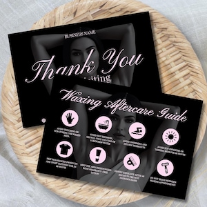 Post Wax Aftercare Card Black Waxing Aftercare Card Pink Esthetician Aftercare Guide Spa Salon Client Card Waxing Business Card Thank You