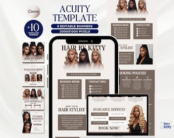Beige Brown Hair Acuity Template | Salon Booking Site Canva Banners