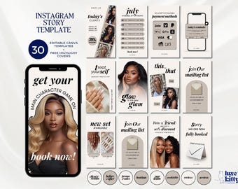 Beauty Salon Instagram Story Template | Cream Beige Canva Kit