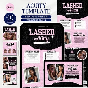 Acuity Scheduling Template Lash Tech Booking Site DIY Website Template Pink Black Lash Tech Acuity Booking Flyer Template Y2K Banner Canva