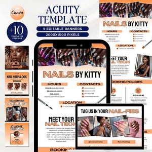 Orange Acuity Scheduling Template Nail Tech Booking Site Simple Nail Tech Booking Flyer Halloween Fall Website Banners Thanksgiving Template