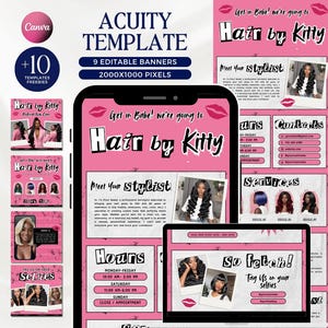 Hair Acuity Scheduling Template Website for Hair and Beauty Business Booking Appointment Acuity Website Y2K Burn Book Template Wig Locs
