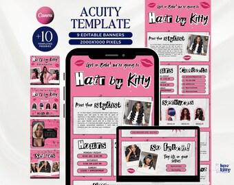Hair Acuity Scheduling Template Website for Hair and Beauty Business Booking Appointment Acuity Website Y2K Burn Book Template Wig Locs
