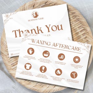 Waxing Aftercare Card Instructions Guide Thank You Card Esthetician Beauty Salon Business Card Business Form Minimalist Brown Canva Template