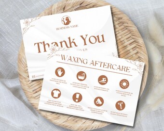 Waxing Aftercare Card Instructions Guide Thank You Card Esthetician Beauty Salon Business Card Business Form Minimalist Brown Canva Template