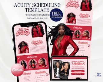 Acuity Scheduling Template Hair Stylist Red Website Template Acuity Website Y2K Retro Website Template Business Booking Appointment Wig Loc