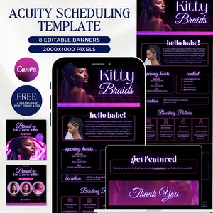 Haarscherpte-planningssjabloon Kapper boekingswebsite Pruiken Locs Braid Acuity-sjabloon DIY-haarcanva-sitesjabloon Schoonheidsspecialiste