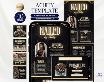 Gold Black Nail Tech Design Acuity Scheduling Booking Website Template Luxury Acuity Booking Site Nail Salon Booking Flyer Black Website