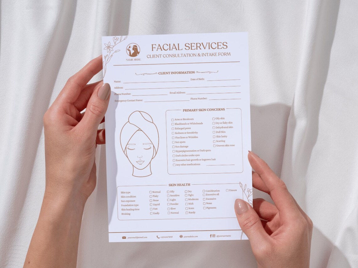 Facial Treatment Client Consultation Intake Form Consent Liability ...