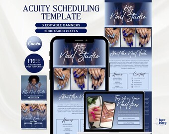 Acuity Scheduling Template Nail Tech Booking Site Blue Template Editable Canva Website Banner Design Booking Site Template Acuity Nail
