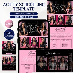 Acuity Planningssjabloon Luxe Kapper Boekingssitesjabloon Hairstylist Canva Pruik Websitesjabloon Roze Websiteontwerp Bestemmingspagina