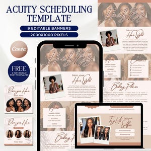 Boho Acuity Planningsjabloon Sjabloon Website voor Kapper Boeking Websitesjabloon Canva Beauty Websitesjabloon Hair Wig Locs Boekingssite Bohosjabloon
