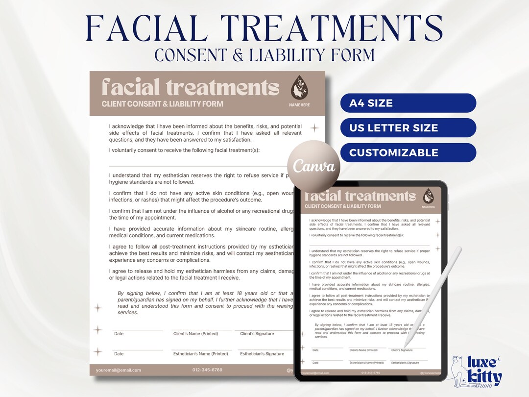 Facial Treatment Client Consent Liability Consultation Intake Forms ...