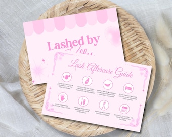 Modello per la cura delle ciglia Coquette Pink Lash Scheda per la cura delle ciglia Scheda con istruzioni per la cura delle ciglia Modulo tecnico per la cura delle extension ciglia