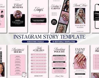 Coquette Pink Instagram Story Template Salon Booking Flyer Hairstylist Lash Tech Template Nail Salon Instagram Post Template