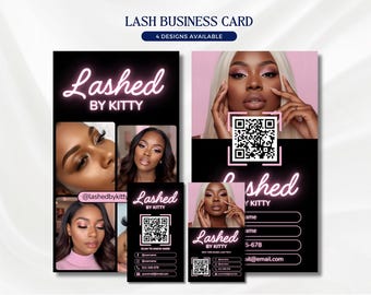 Lash Tech Business Card Template, QR Code Salon Design (Canva)