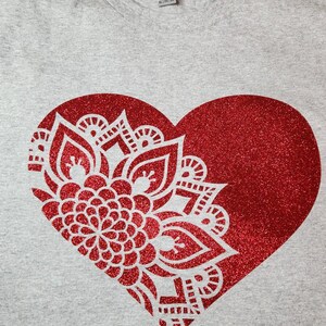 T shirt, T shirts, Vinyl T shirt, Heart Mandala T shirt, Mom T shirts, Custom T shirt