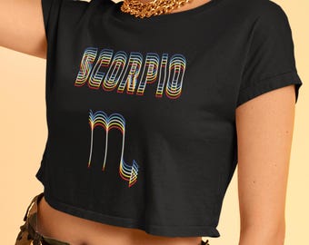 Trippy Scorpio Crop Top | Zodiac Graphic Tee | Scorpio Birthday Gift