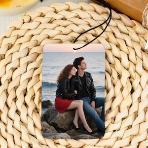 Spersonalizowany odświeżacz powietrza do samochodu ze zdjęciem, spersonalizowana ozdoba do zawieszenia na samochodzie