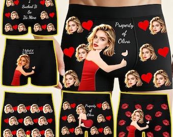 Aangepaste boxershort met gezichten, Valentijnsdagcadeau voor man/vriend, cadeau voor hem jubileum/kerst, Vaderdagcadeau voor vader echtgenoot