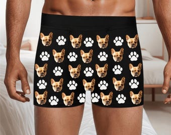 Cuecas boxer personalizadas com foto do seu pet, presente de roupa íntima personalizada