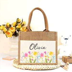 Aangepaste draagtas bruidsmeisje, gepersonaliseerde jute draagtassen, jute strandtas, cadeau voorstel bruidsmeisje, strandjute gunsten, huwelijkscadeau, cadeau voor haar