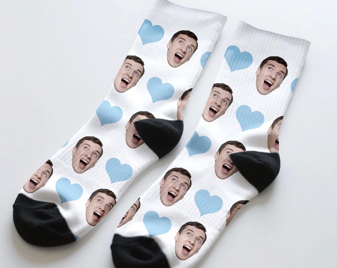 Personalized Face Socks, Custom Photo Socks with Heart