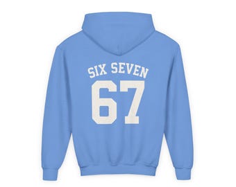 6-7 Kids Hoodie - Six Seven 67 Vintage Sports Number Hooded Sweatshirt for Children