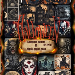 Papier numérique d’Halloween, Joyeux Halloween, Papiers imprimables, Fond d’Halloween effrayant, Papier de scrapbooking d’Halloween