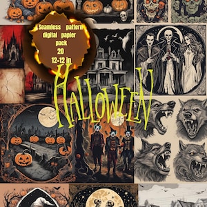 Papier numérique d’Halloween, Joyeux Halloween, Papiers imprimables, Fond d’Halloween effrayant, Papier de scrapbooking d’Halloween
