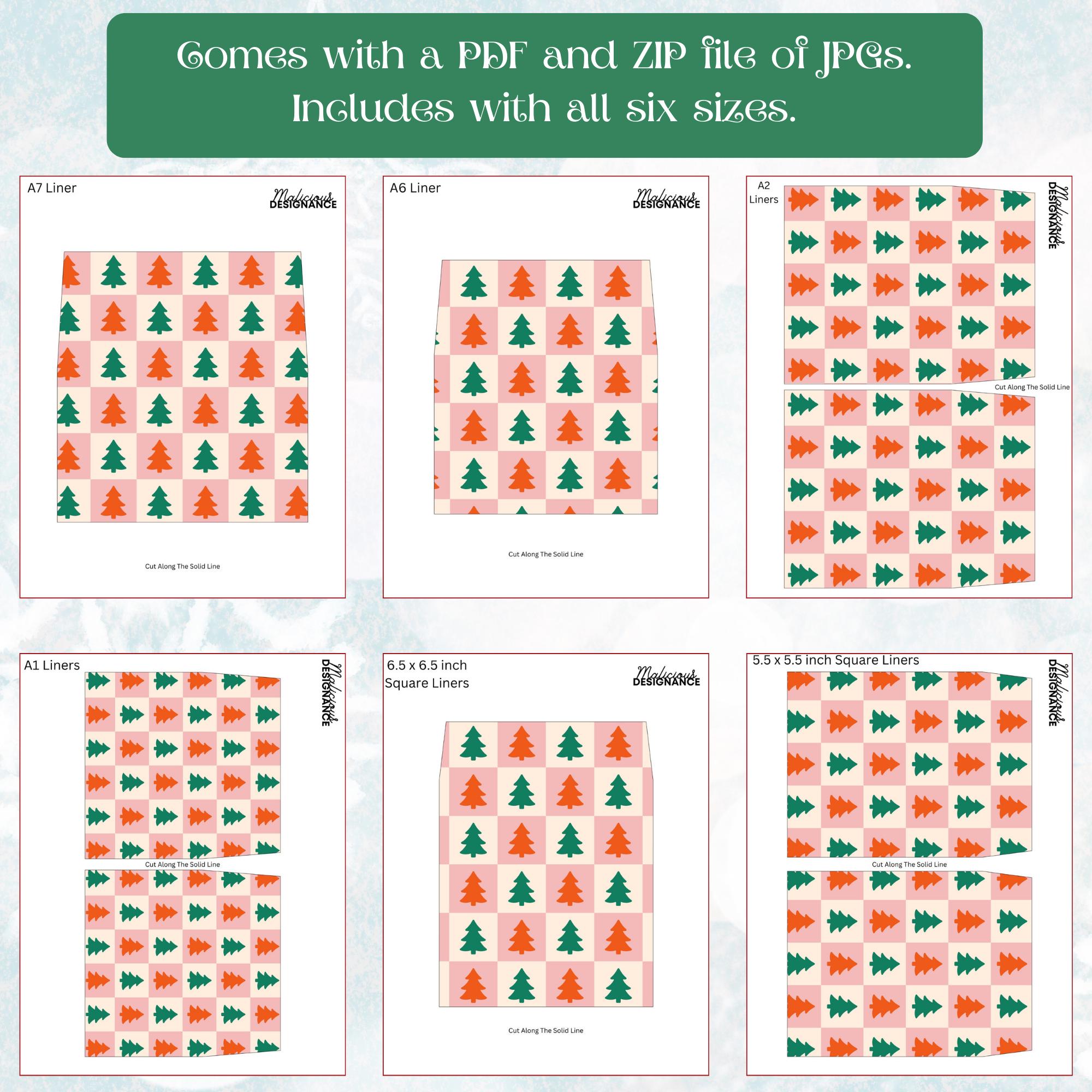 Tree Liners Tree Themed Envelope Liners Printable, Square Flap Christmas Envelope ...