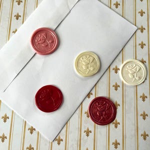 Sellos de cera de rosas, sellos de cera listos para usar, pegatinas de sellos de cera, sellos de invitación, sellos de cera de boda, sellos de tarjetas de San Valentín, sellos de amor de rosas