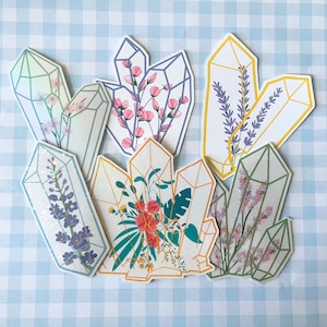 Floral Kristall Aufkleber, Scrapbook Blumen Kristall Aufkleber, kleine Aufkleber, Journal Planer Aufkleber, Holographische Aufkleber