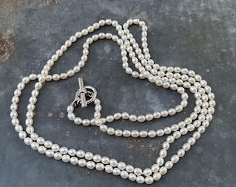 Slane & Slane 48" Pearl 44g Necklace with Diamond-encrusted toggle clasp